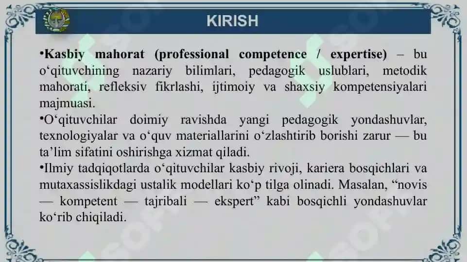 YEVROPA OLIMLARI O‘QITUVCHILARNING KASBIY MAHORATINI TAKOMILLASHTIRISH 3