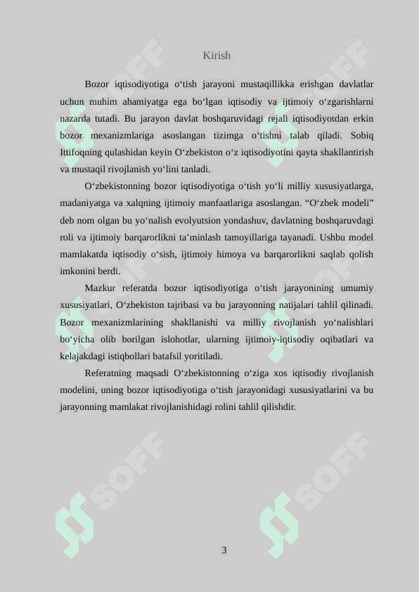 Bozor iqtisodiyotiga o`tish davri va uning O`zbekistondagi xususiyatlari 3