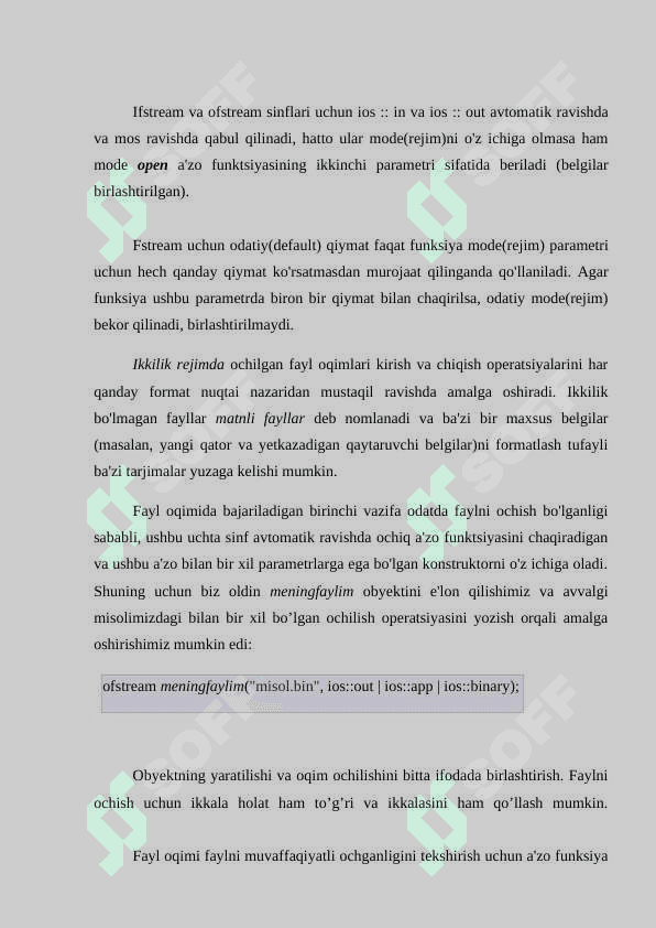 MATNLI FAYLLAR BILAN ISHLASH OPERATORLARI 8