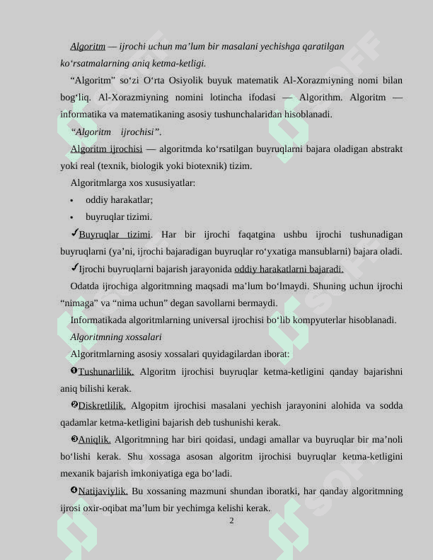 ALGORITMLASH VA DASTURLASHNING ASOSIY TUSHUNCHALARI 2
