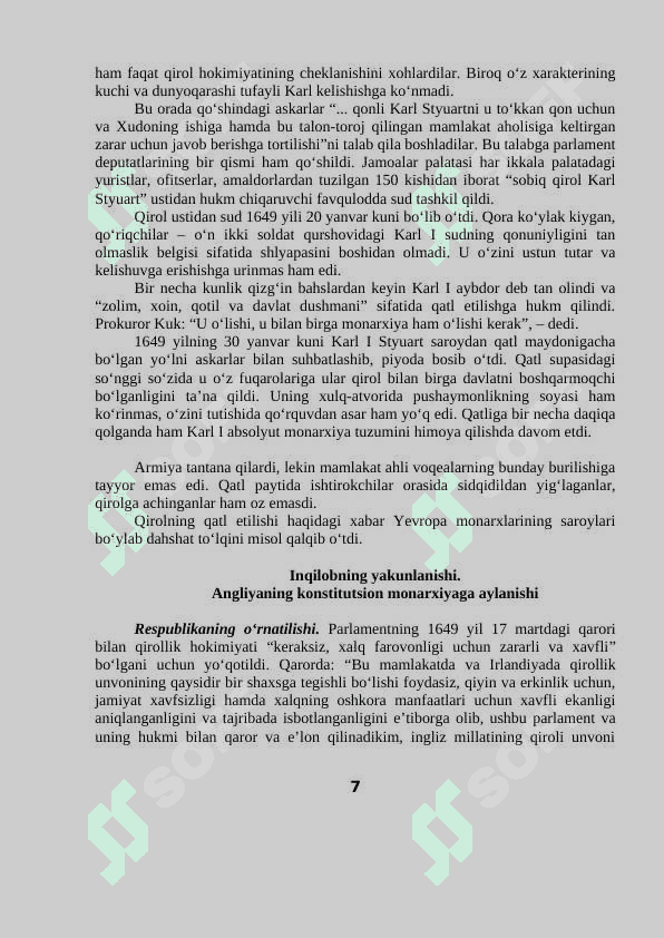 ANGLIYADA KAPITALIZMNING G’ALABA QILISHI VA INGLIZ BURJUA INQILOBI 7