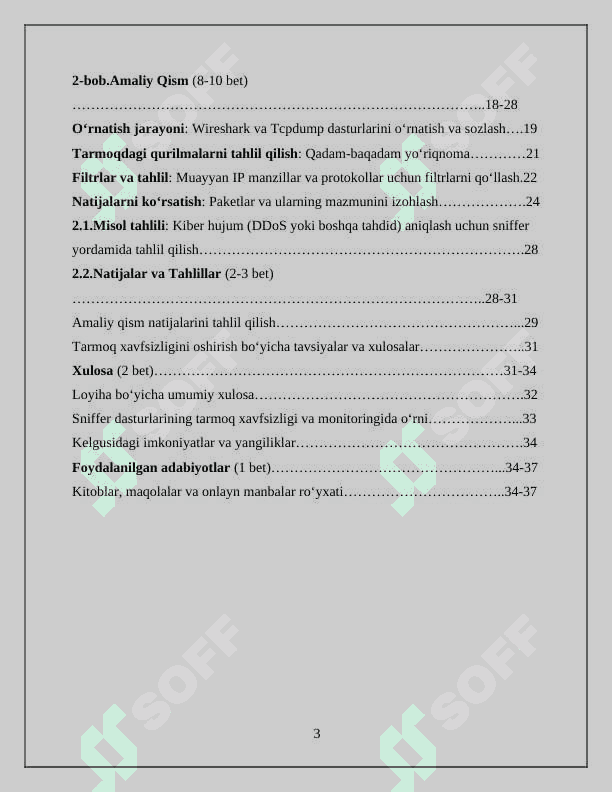 “Tarmoqqa ulangan qurilmalarni sniffer dasturlari yordamida tahlillash” 3