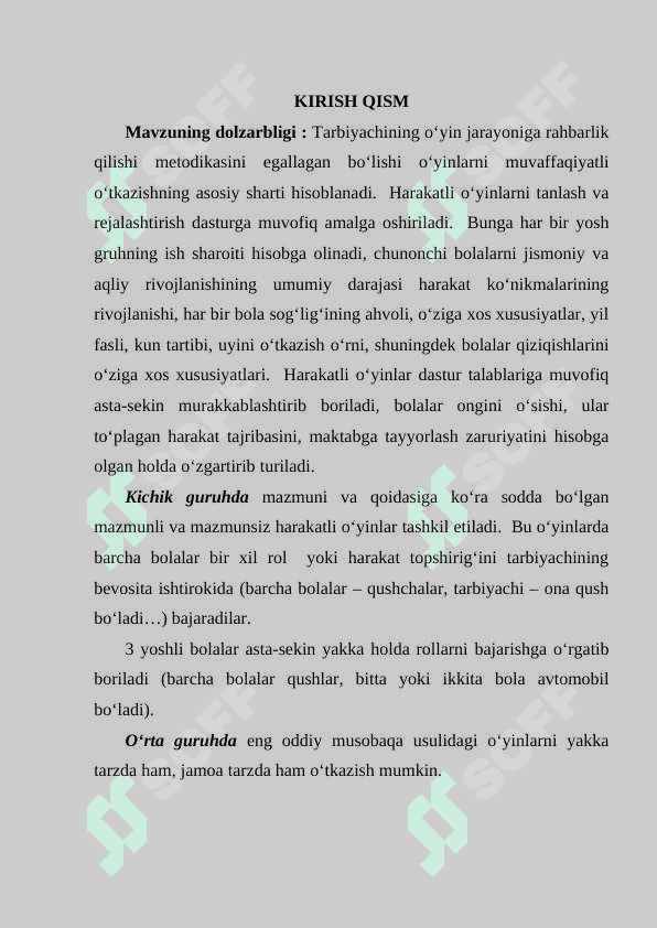 Harakatli o‘yinlarni tashkil etish va o‘tkazish metodikasi 2