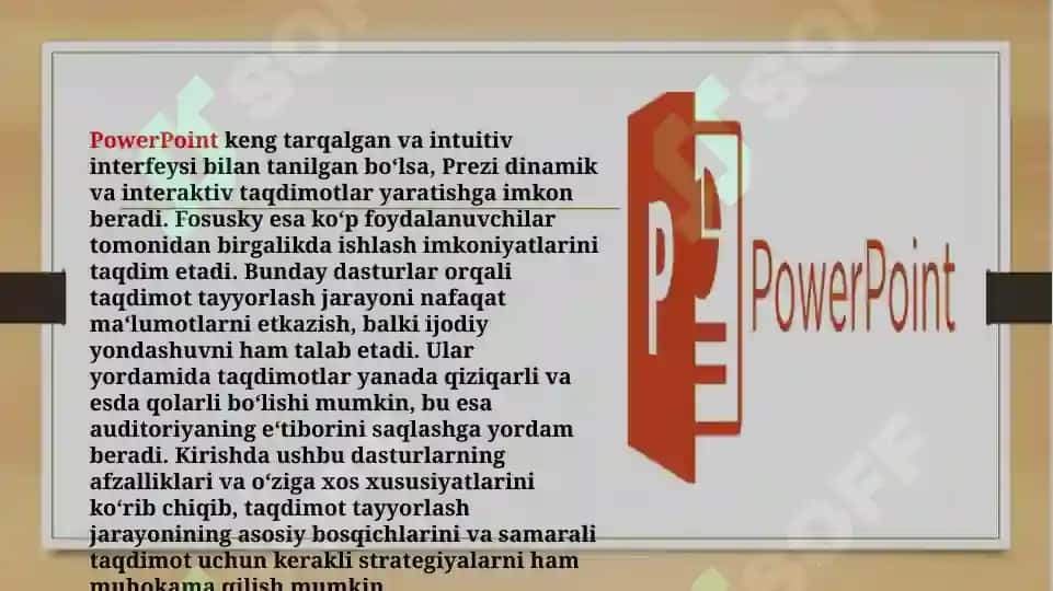 Taqdimot dasturlari (PowerPoint Prezi Fosusky va boshqa dasturlar 4