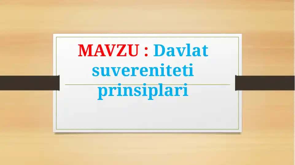 Davlat suvereniteti prinsiplari