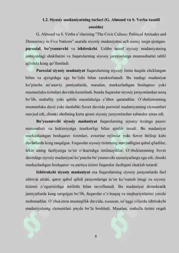 O’zbekiston siyosiy madaniyatining o’ziga xos jihatlari 8