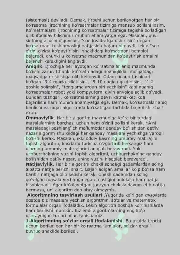 Algoritim. Algoritim turlari. Algoritimlar tuzilishi. 3