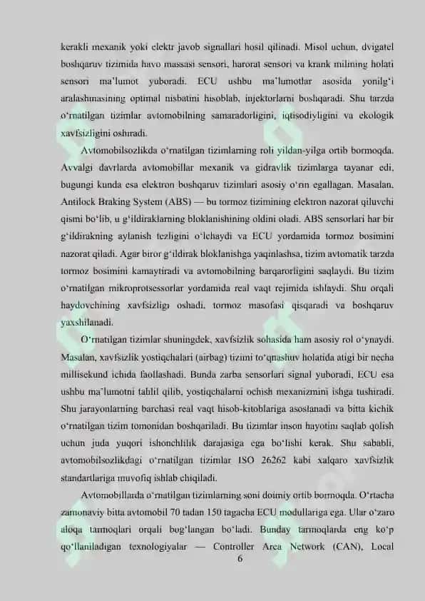 AVTOMOBILSOZLIKDA O‘RNATILGAN TIZIMLAR (ECU, ABS, ADAS) 5