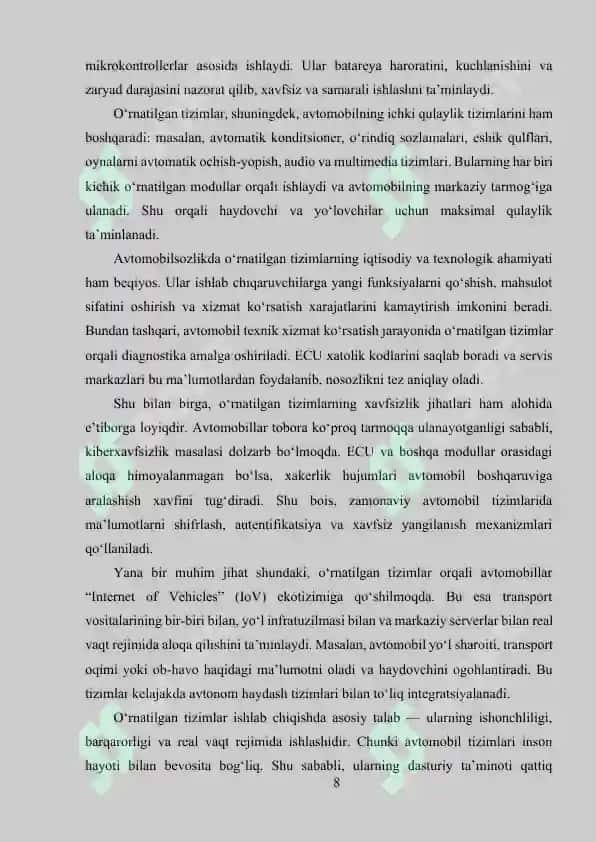 AVTOMOBILSOZLIKDA O‘RNATILGAN TIZIMLAR (ECU, ABS, ADAS) 7