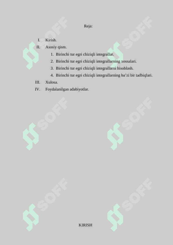 Birinchi tur egri chiziqli integrallar. 2