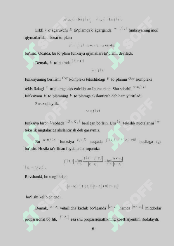 Darajali funksiyalar ular yordamida bajariladigan konform akslantirishlar 6
