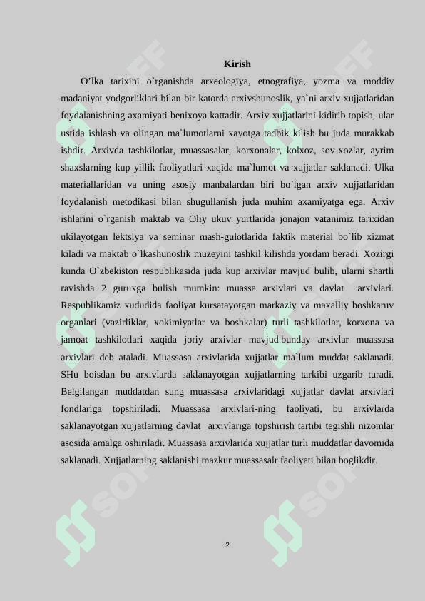 O`lkashunoslikni rivojlantirishda arxivshunoslikning o`rni 2