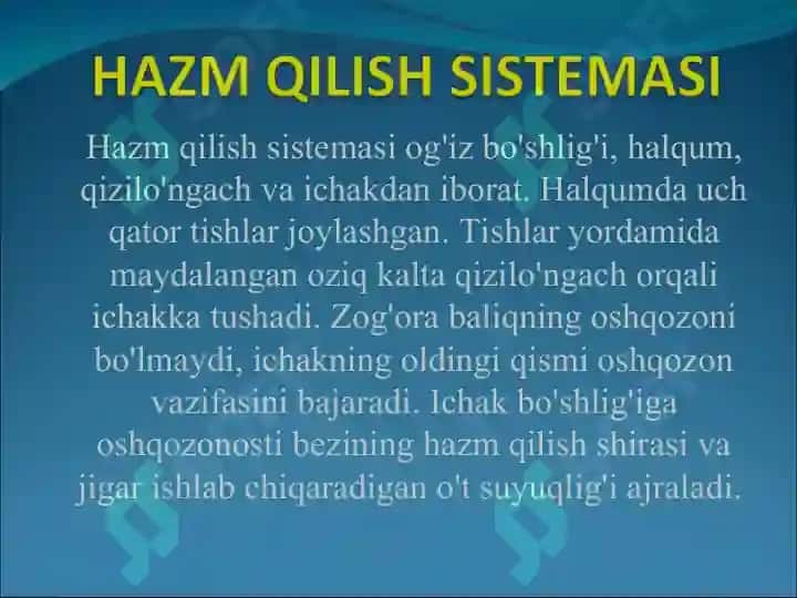 Baliqlarning ichki tuzilishi ” dars ishlanma 3