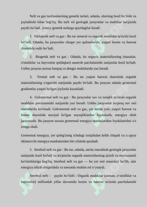 Neft va gaz uyumlarining genetik turlari 1