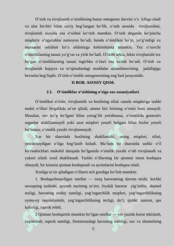 O'simliklarning o'sishi va rivojlanishi 5