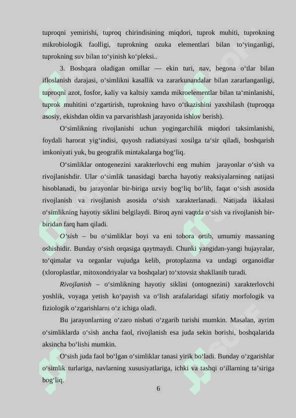 O'simliklarning o'sishi va rivojlanishi 6