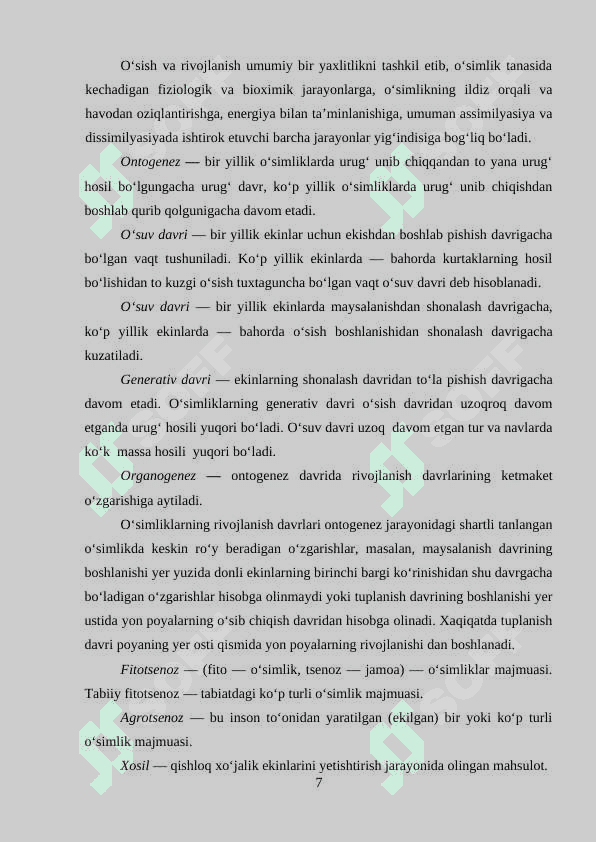 O'simliklarning o'sishi va rivojlanishi 7