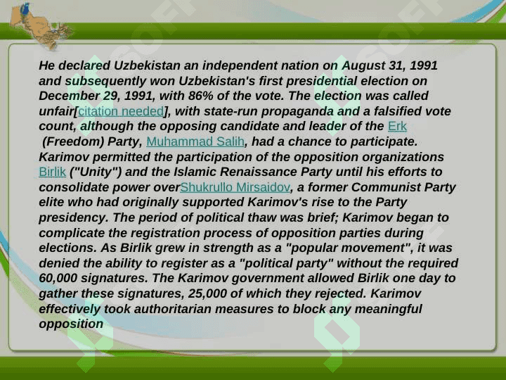 Islam Karimov o'zbekiston respublikasi prizedenti 3