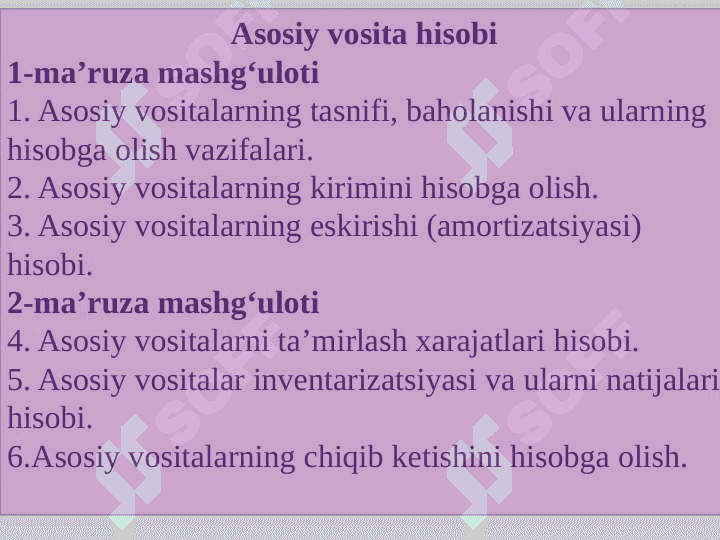 Asosiy vosita hisobi 2