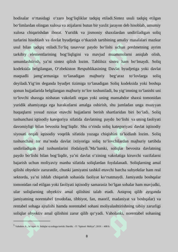 Jismoniy shaxslardan olinadigan mol-mulk solig’I va uning ahamiyati 8
