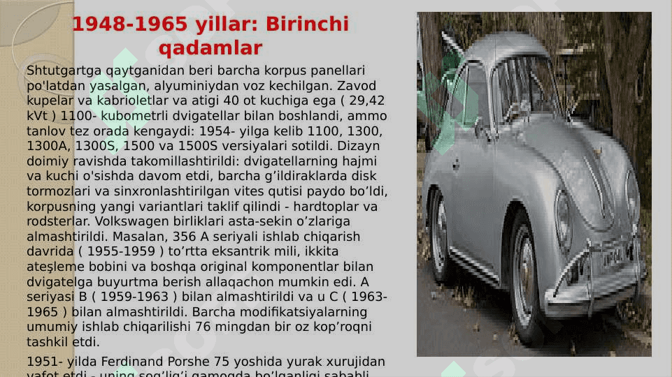 Porsche kompaniyasi tarixi va iqtisodiyoti pptx 7
