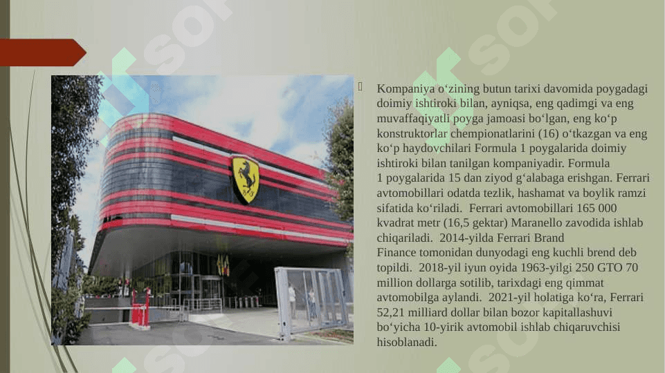 ferrari kompaniyasi tarixi va brend revolyutsiyasi pptx 3