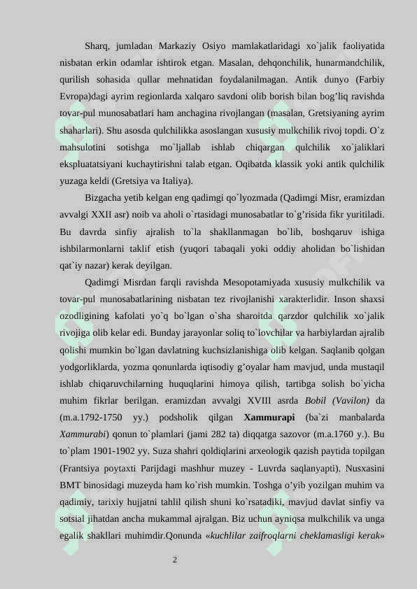QADIMGI DUNYONING IQTISODIY TA'LIMOTLARI 2