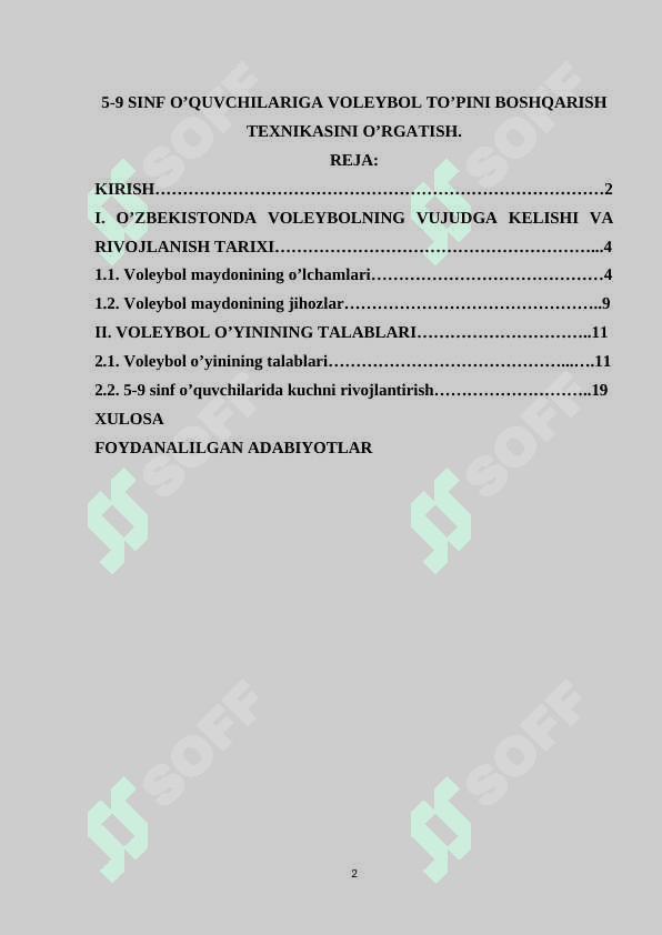 5-9 SINF O’QUVCHILARIGA VOLEYBOL TO’PINI BOSHQARISH TEXNIKASINI O’RGATISH. 2