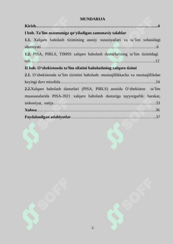 Ta’lim sifatini baholashning xalqaro tizimi 2