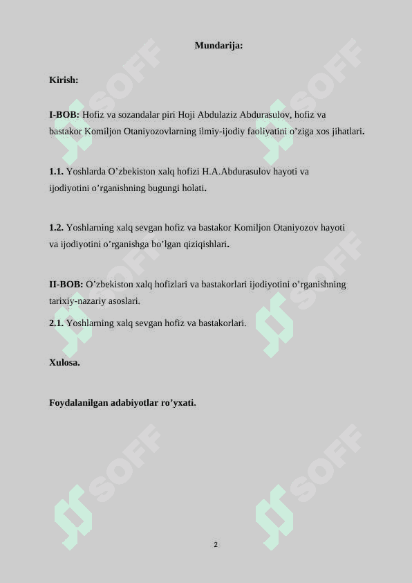 O’zbekiston xalq hofizlari va bastakorlari ijodiyotini o’rganish 2