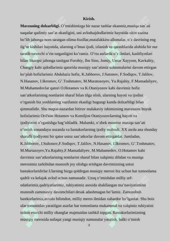 O’zbekiston xalq hofizlari va bastakorlari ijodiyotini o’rganish 3