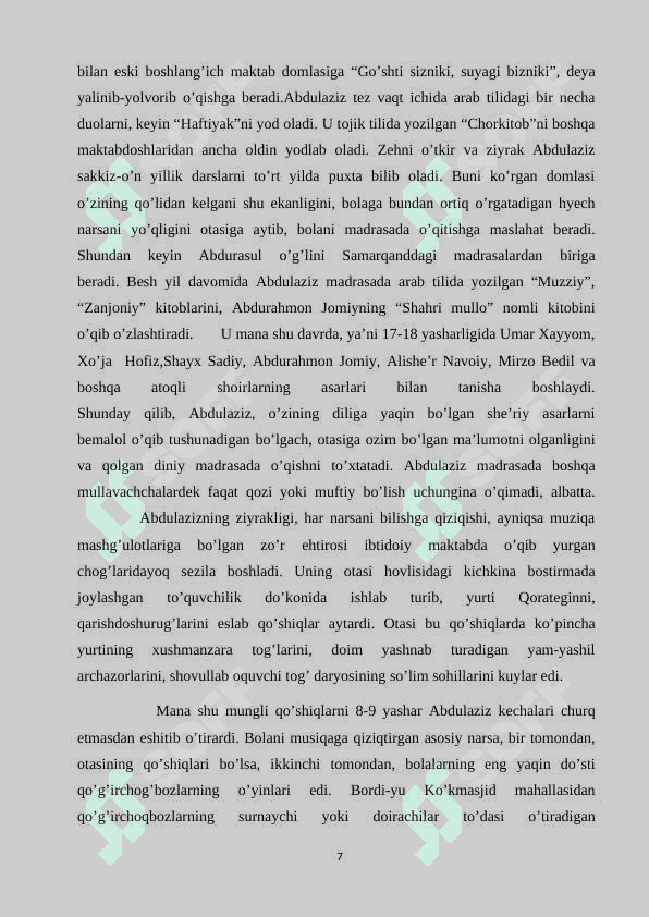 O’zbekiston xalq hofizlari va bastakorlari ijodiyotini o’rganish 7