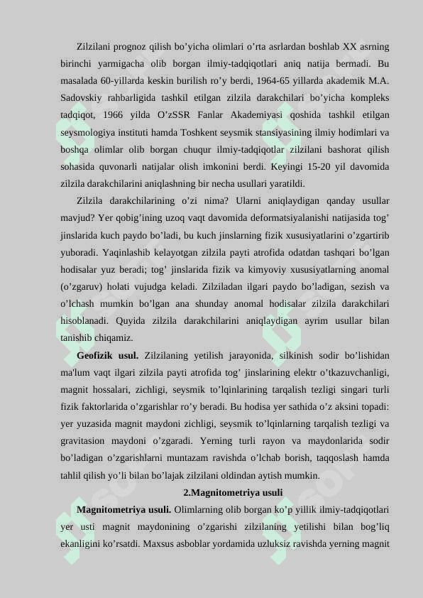 Zilzilaning bo‘lish vaqtini bashorat qilish 3