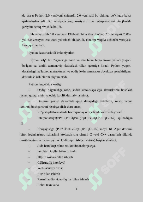 PYTHON DASTURLASH TILIDA SODDA DASTURLARNI TUZISH 5