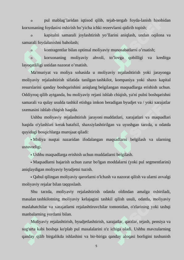 BUDJET TASHKILOTLARIDA MOLIYAVIY REJALASHTIRISH ASOSLARI 5