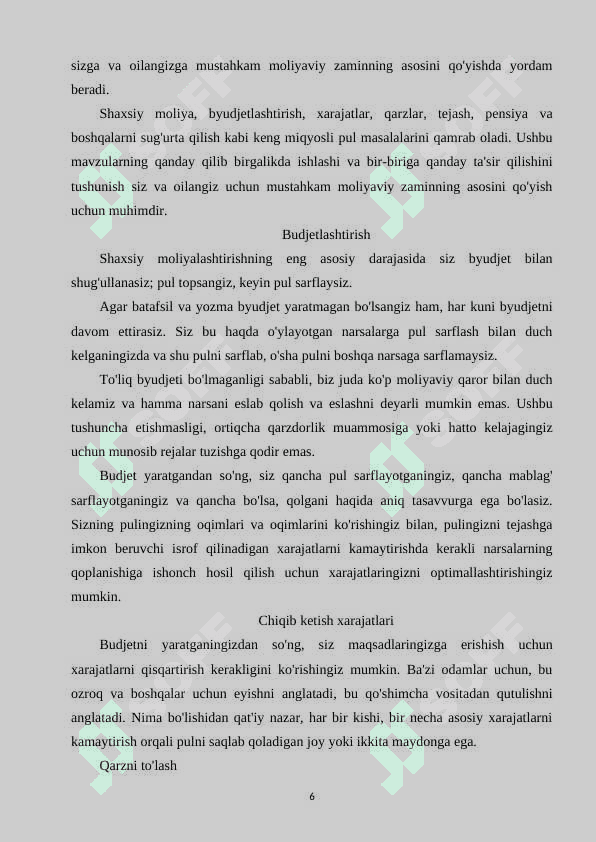 BUDJET TASHKILOTLARIDA MOLIYAVIY REJALASHTIRISH ASOSLARI 6