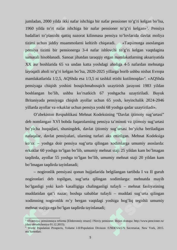 Byudjetdan tashqari Pensiya jamg’armasi, uning davlat moliya tizimidagi o’rni va ahamiyati 5