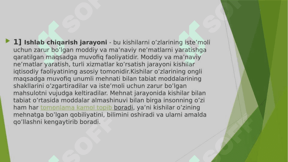 : Ishlab chiqarish jarayoni va uning samaradorligi 2