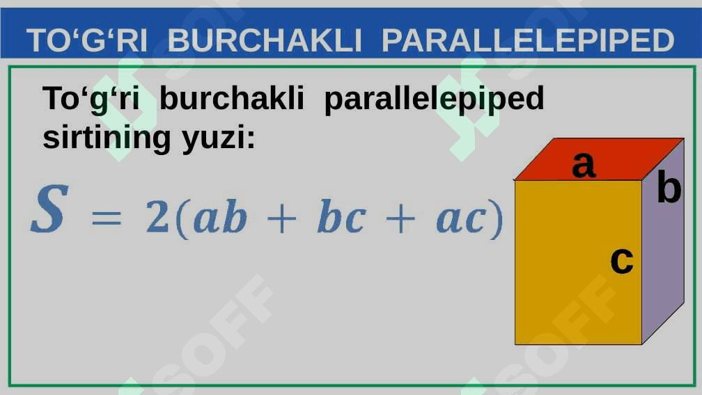 TO‘G‘RI BURCHAKLI PARALLELEPIPED VA KUBGA DOIR MASALALAR 8