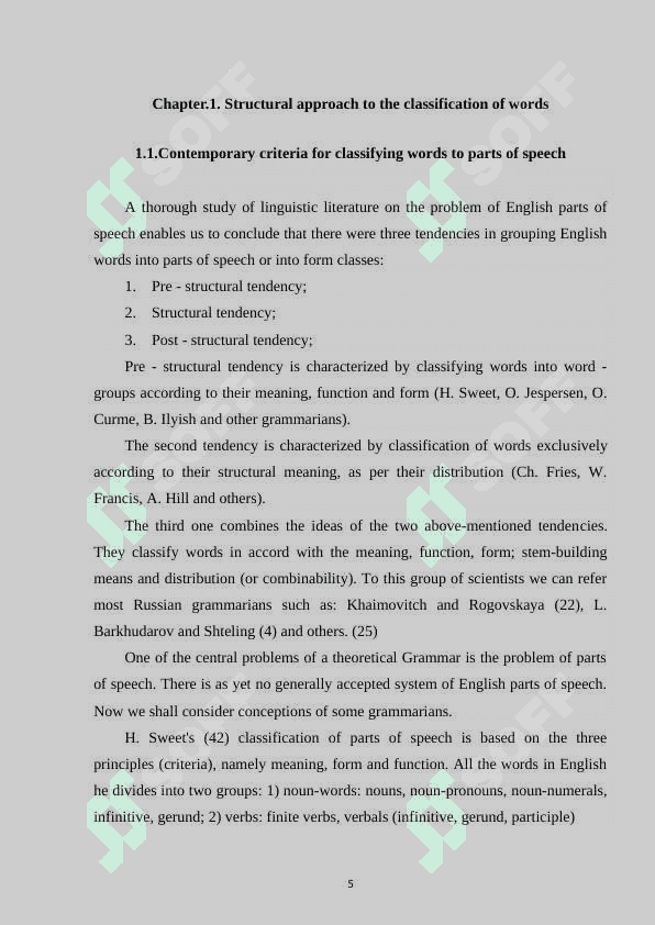 Contemporary criteria for classifying words to parts of speech 5