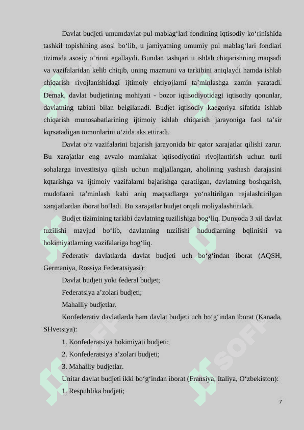 Davlat budjetining soliqli daromadlari, ularning tarkibi, tuzilishi va ahamiyati 7