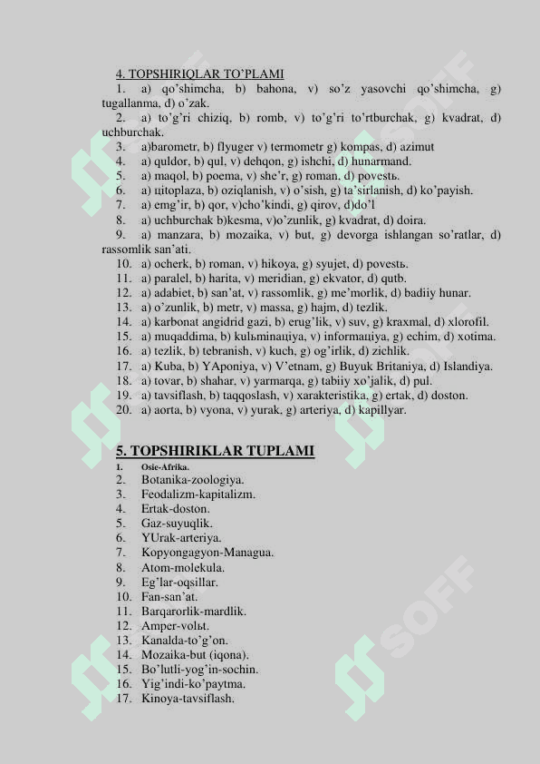 Intellektni aniqlash metodikasi, testi 4
