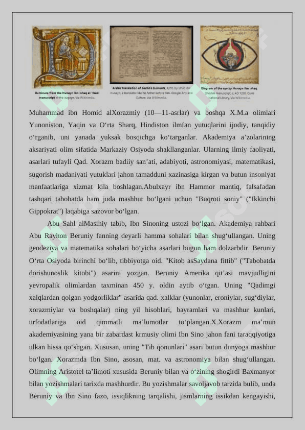 Hunayn ibn Ishoq (809-877)ning Bayt al-hikmadagi ilmiy faoliyati  25 3