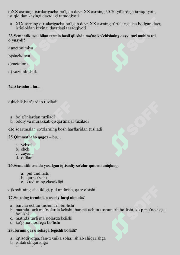 Ona tili. Testlar. 4