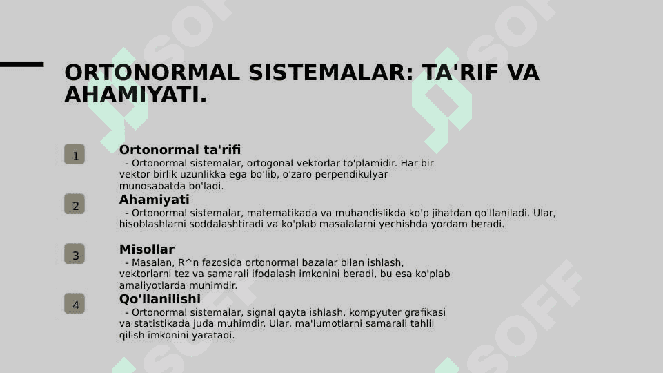 Ortogonal va ortonormal sistemalar 4