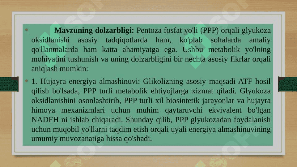 Glukozaning pentozamonofasfat yo’li bilan oksidlanishi va uning mohiyati 3