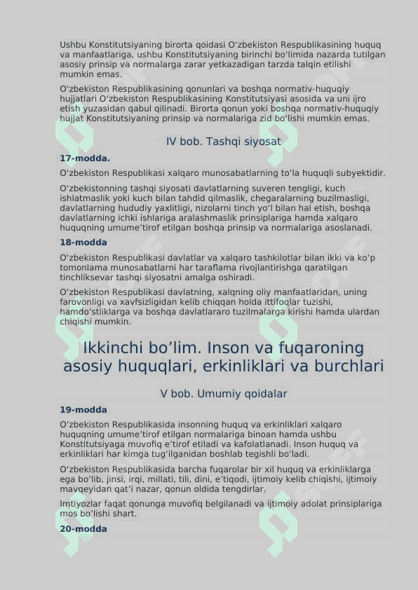 O'zbekiston Respublikasi Konstitutsiyasi 24 4