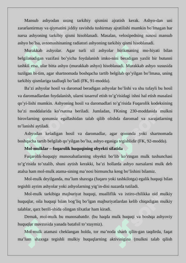 Fuqarolik huquqining ob’ektlari 24 7