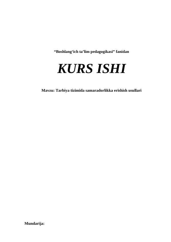 Tarbiya tizimida samaradorlikka erishish usullari