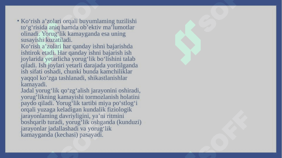 Xonalarning tabiiy va sun`iy yoritilganligini baholash 7